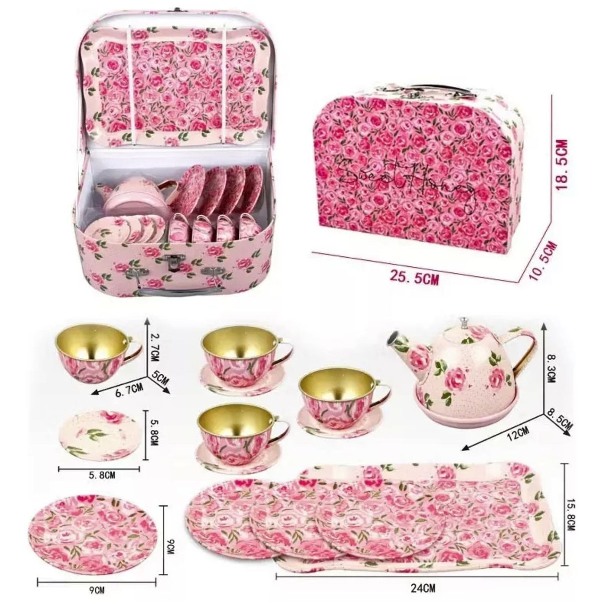 GENERICO - SET TETERA FLORAL ROSA  INFANTIL