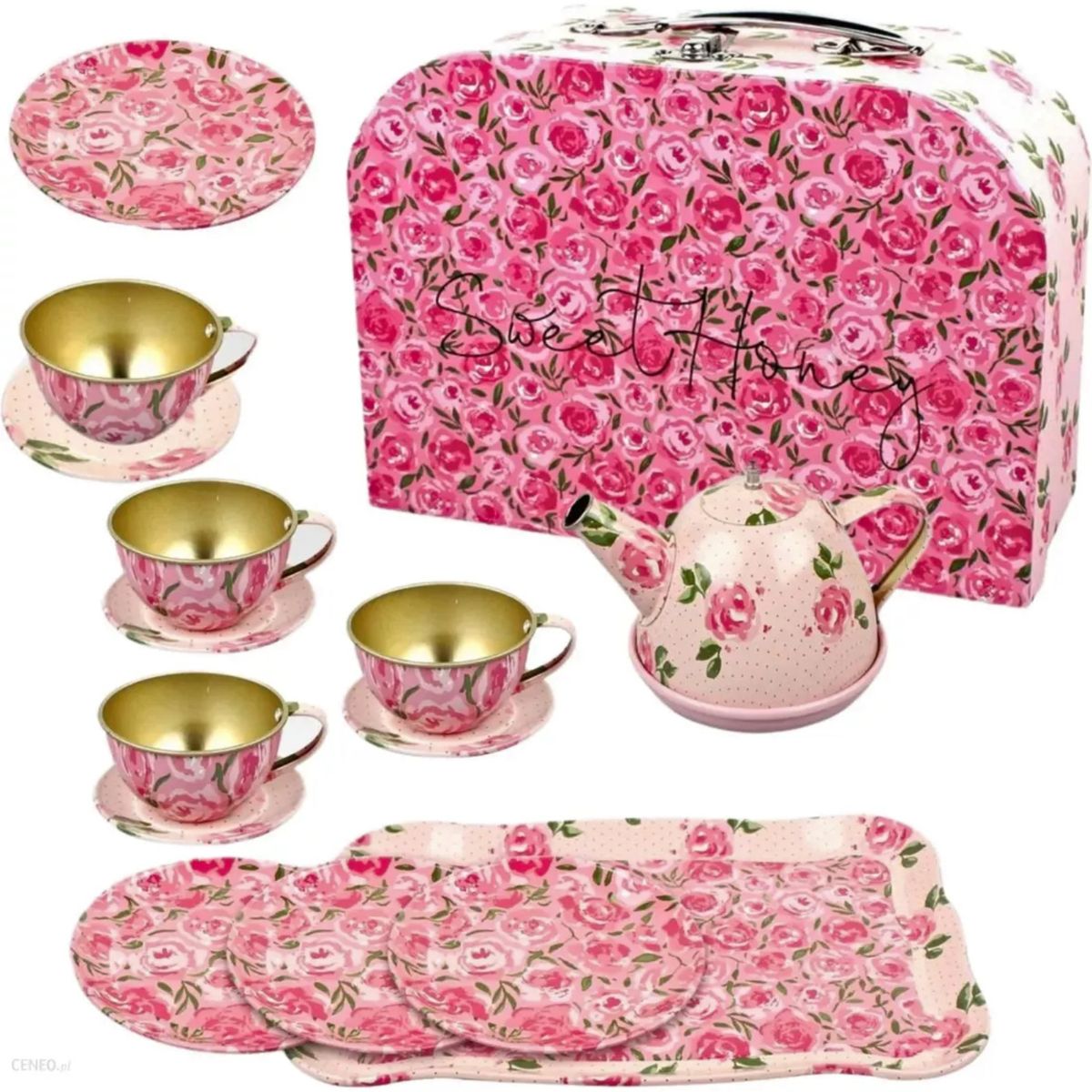 GENERICO - SET TETERA FLORAL ROSA  INFANTIL