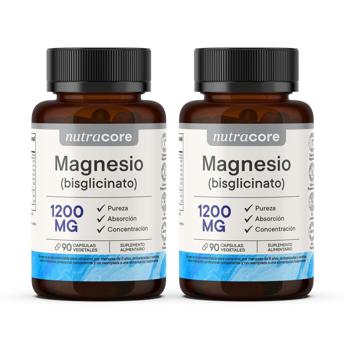 NUTRACORE - Bisglicinato de Magnesio 180 Cápsulas NutraCore 1200mg