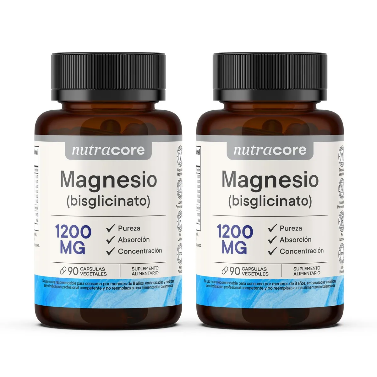 NUTRACORE - Bisglicinato de Magnesio 180 Cápsulas NutraCore 1200mg