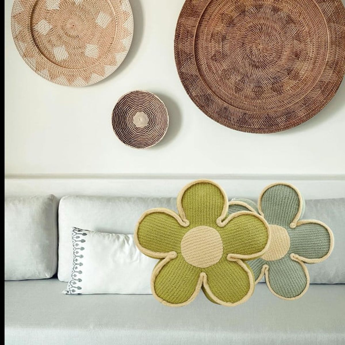 GENERICO - SET DE 2 COJINES DISEÑO FLOR COLOR AZULVERDE