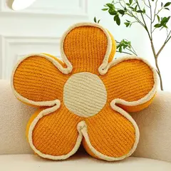 GENERICO - SET DE 4 COJINES DISEÑO FLOR COLOR NARANJA