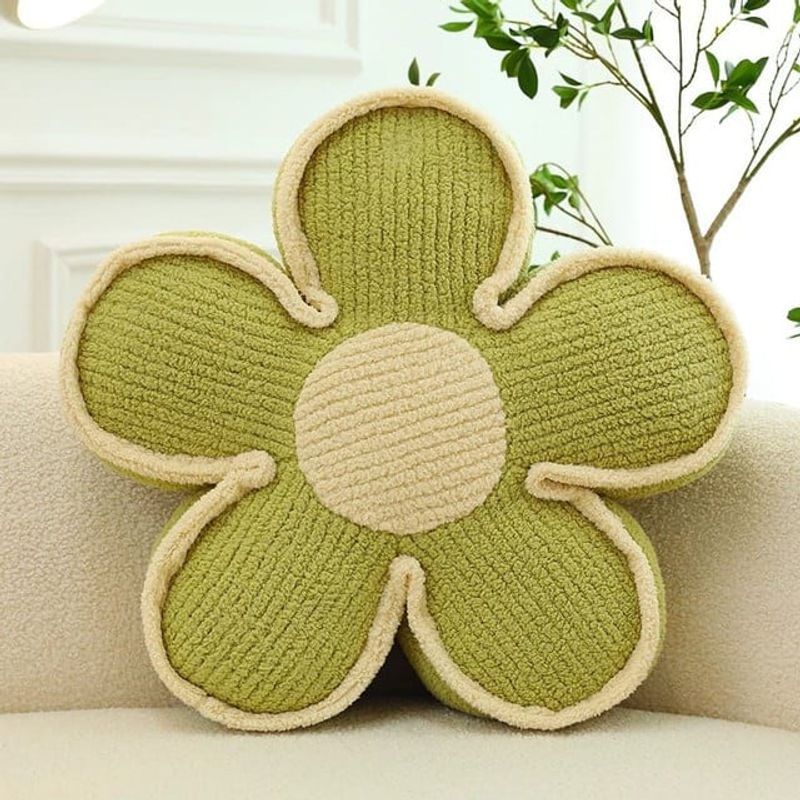 GENERICO - SET DE 4 COJINES DISEÑO FLOR COLOR VERDE