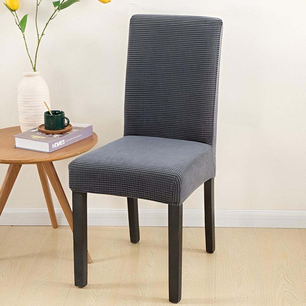 GENERICO - PACK DE 6 FUNDAS CUBRE SILLAS DE COMEDOR CUADRILLE GRIS