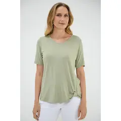 MA GRIFFE - Polera Manga Corta Verde Agua Mujer Magriffe