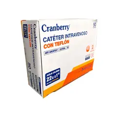 CRANBERRY - Catéter intravenoso 22Gx1" c/teflón 50 unidades