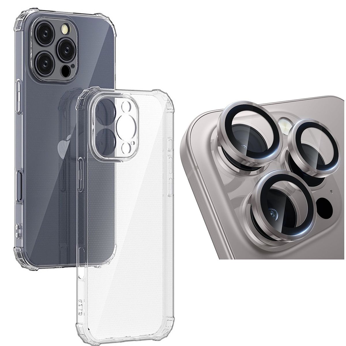 GENERICO - Carcasa Transparente Para iPhone 16 Pro Max- Lentes Titanio