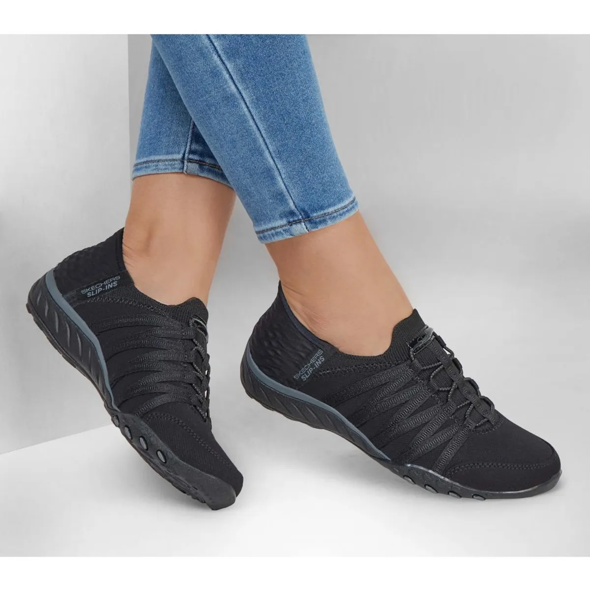 SKECHERS - Zapatilla Mujer Breatheeasy Rollwithme Negro Skechers