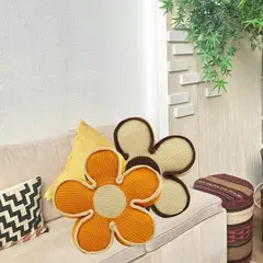 GENERICO - SET DE 2 COJINES DISEÑO FLOR COLOR NARANJABEIGE
