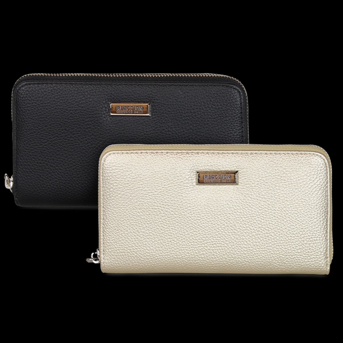 KENNETH COLE - 2 Billeteras de mujer Calixta negra y gold Kenneth Cole