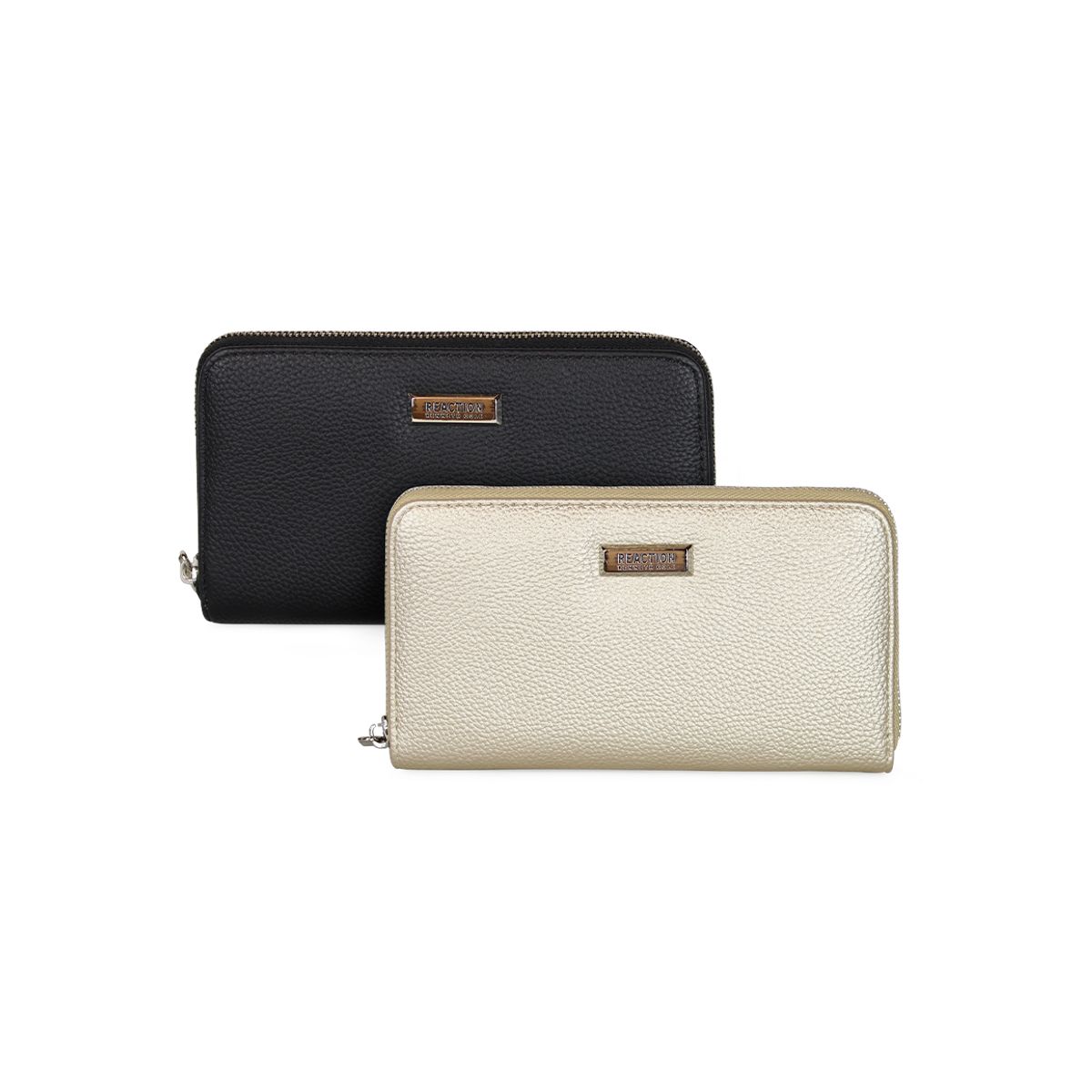 KENNETH COLE - 2 Billeteras de mujer Calixta negra y gold Kenneth Cole