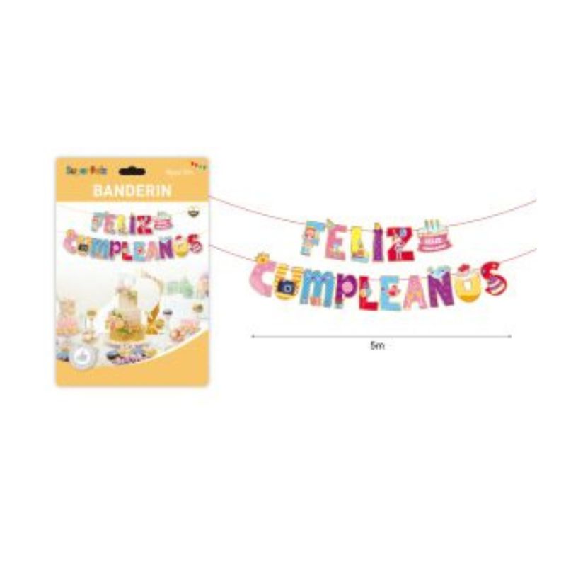 GENERICO - BANDERIN PARA FIESTA  15 PCS 5 M