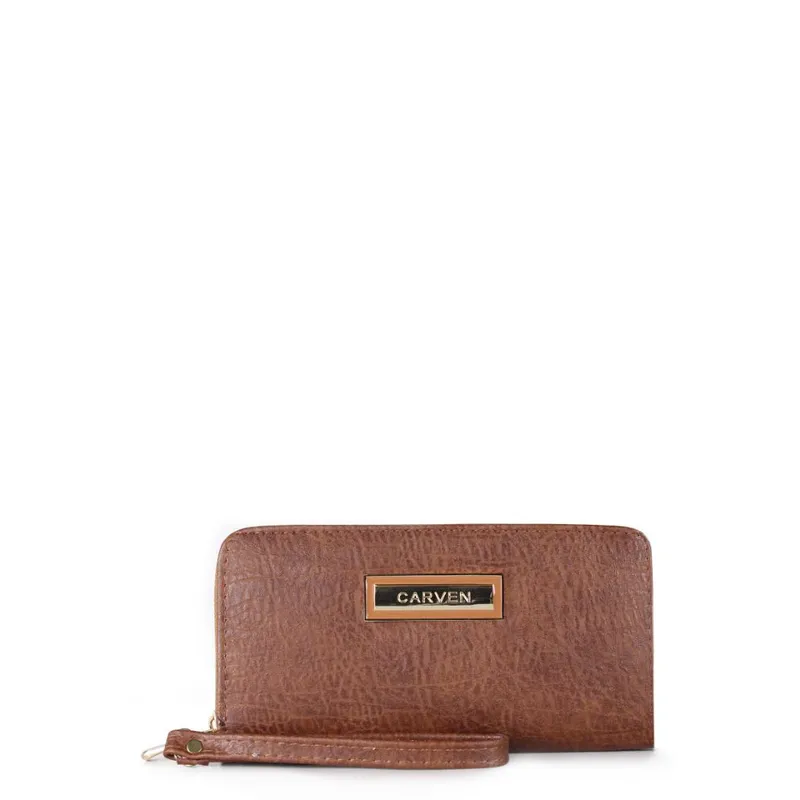 CARVEN - Billetera de mujer Camelia café Carven