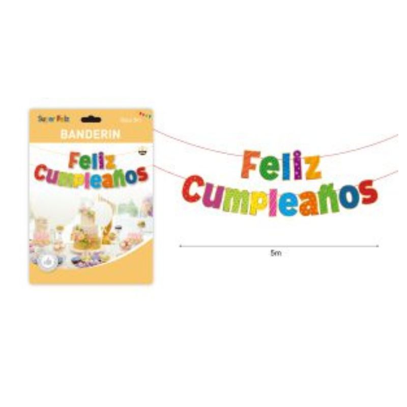 GENERICO - BANDERIN PARA FIESTA  15 PCS 5 M