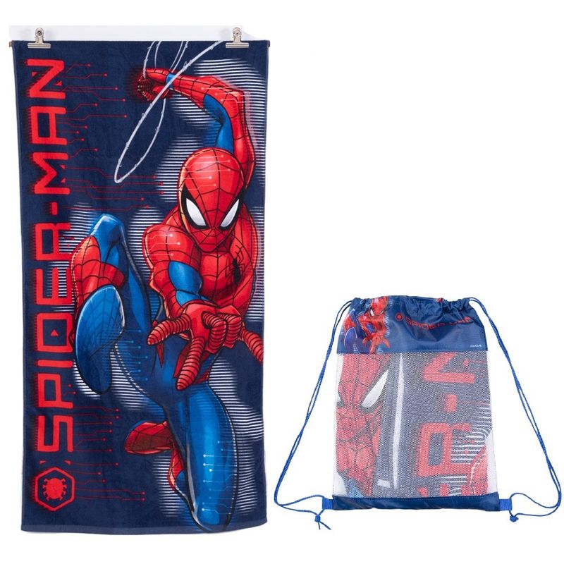 GENERICO - Toalla de Playa Infantil con Morral 70x140 cm - Spider Red