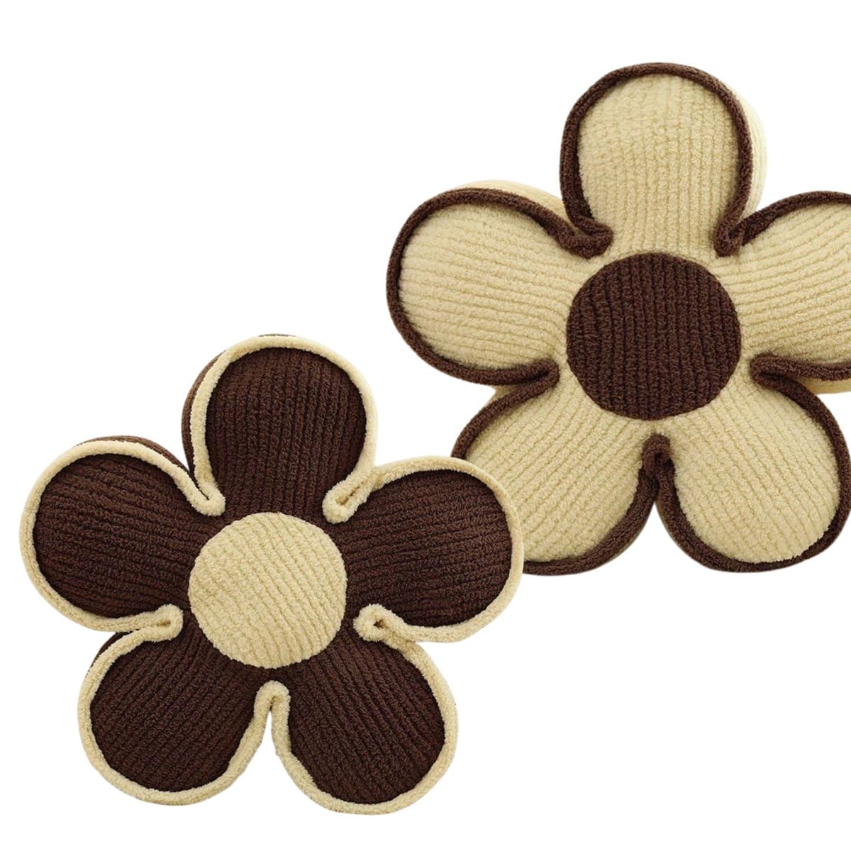 GENERICO - SET DE 4 COJINES DISEÑO FLOR COLOR BEIGECAFÉ