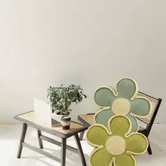 GENERICO - SET DE 2 COJINES DISEÑO FLOR COLOR AZULVERDE