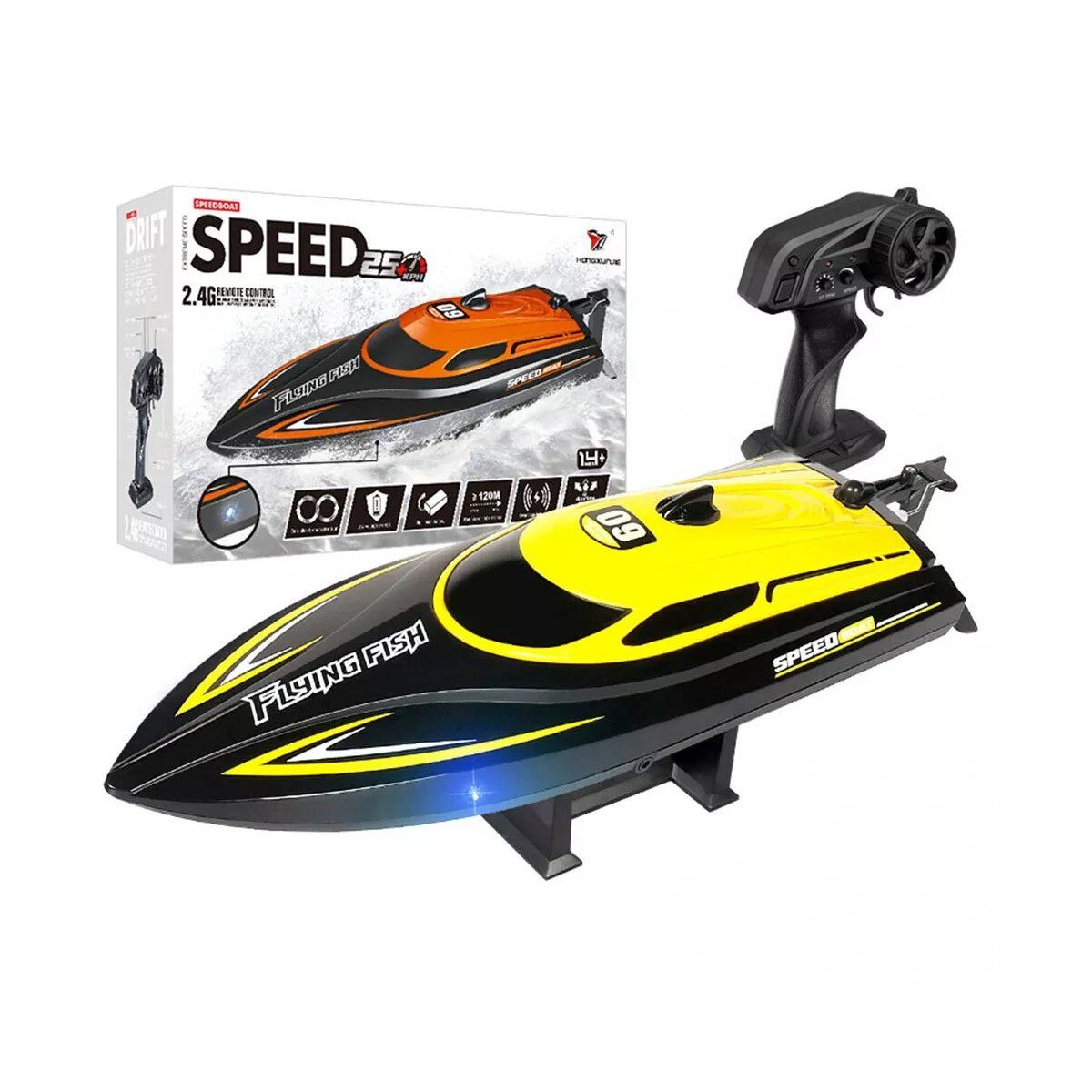 GENERICO - Lancha Grande RC + Velocidad Control Remoto Premiun Amarillo