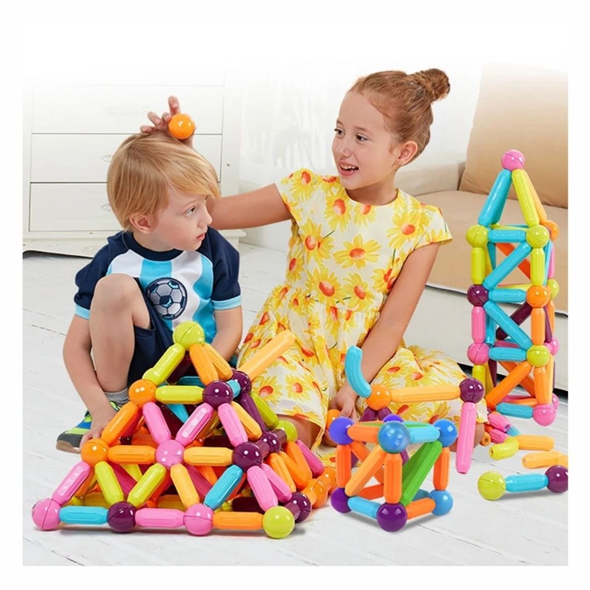 OEM - PUZZLE BLOQUES DE CONSTRUCCION MAGNETICOS MONTESSORI 64 P