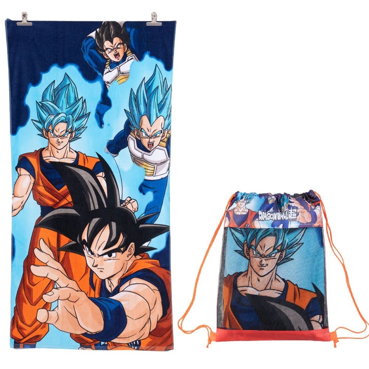 GENERICO - Toalla de Playa Infantil con Morral 70x140 cm - Super Saiyajin