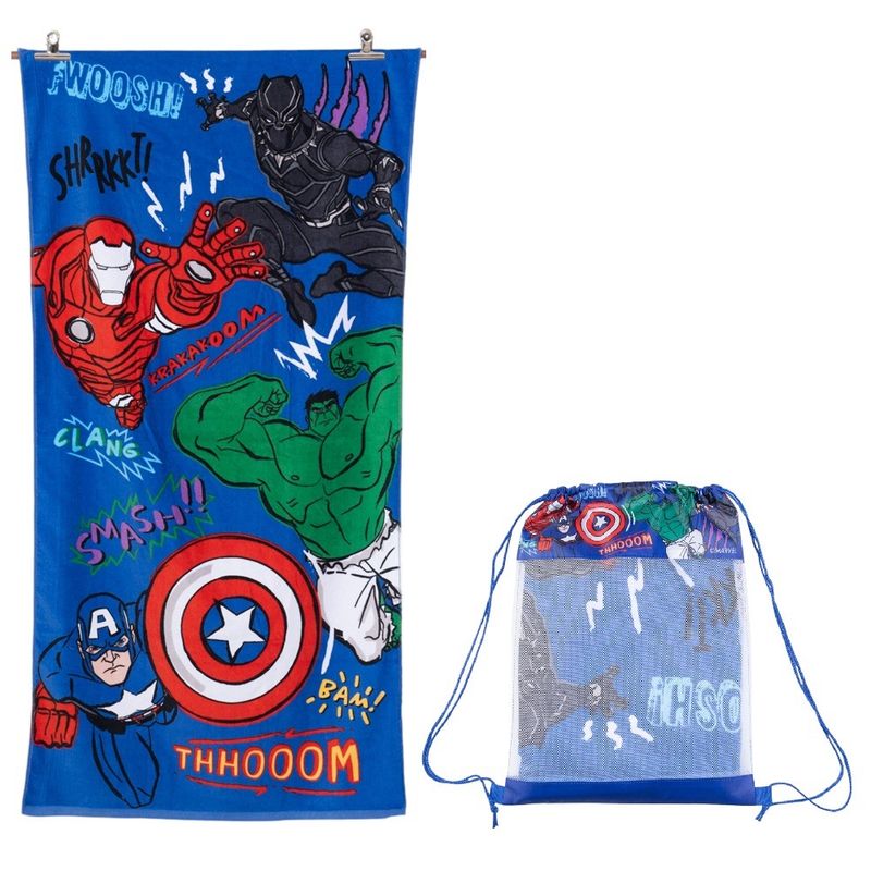 GENERICO - Toalla de Playa Infantil con Morral 70x140 cm - Super Pow