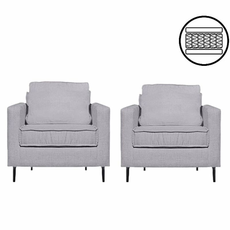 SITIAL HOME - JUEGO DE 2 POLTRONAS VENETTO GRIS CLARO CON RESORTES POCKET U.S.A
