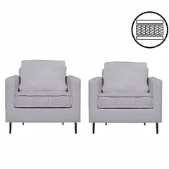 SITIAL HOME - JUEGO DE 2 POLTRONAS VENETTO GRIS CLARO CON RESORTES POCKET U.S.A