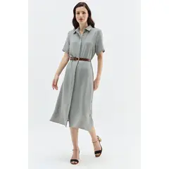 MA GRIFFE - Vestido Camisero Holgado Verde Magriffe