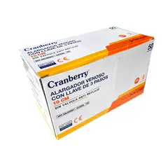 CRANBERRY - Alargador venoso con llave de 3 pasos 10 cm (50 unidades)