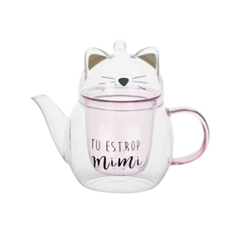 TODOK - Tetera de Vidrio de Borosilicato Tipo Gato T-00037