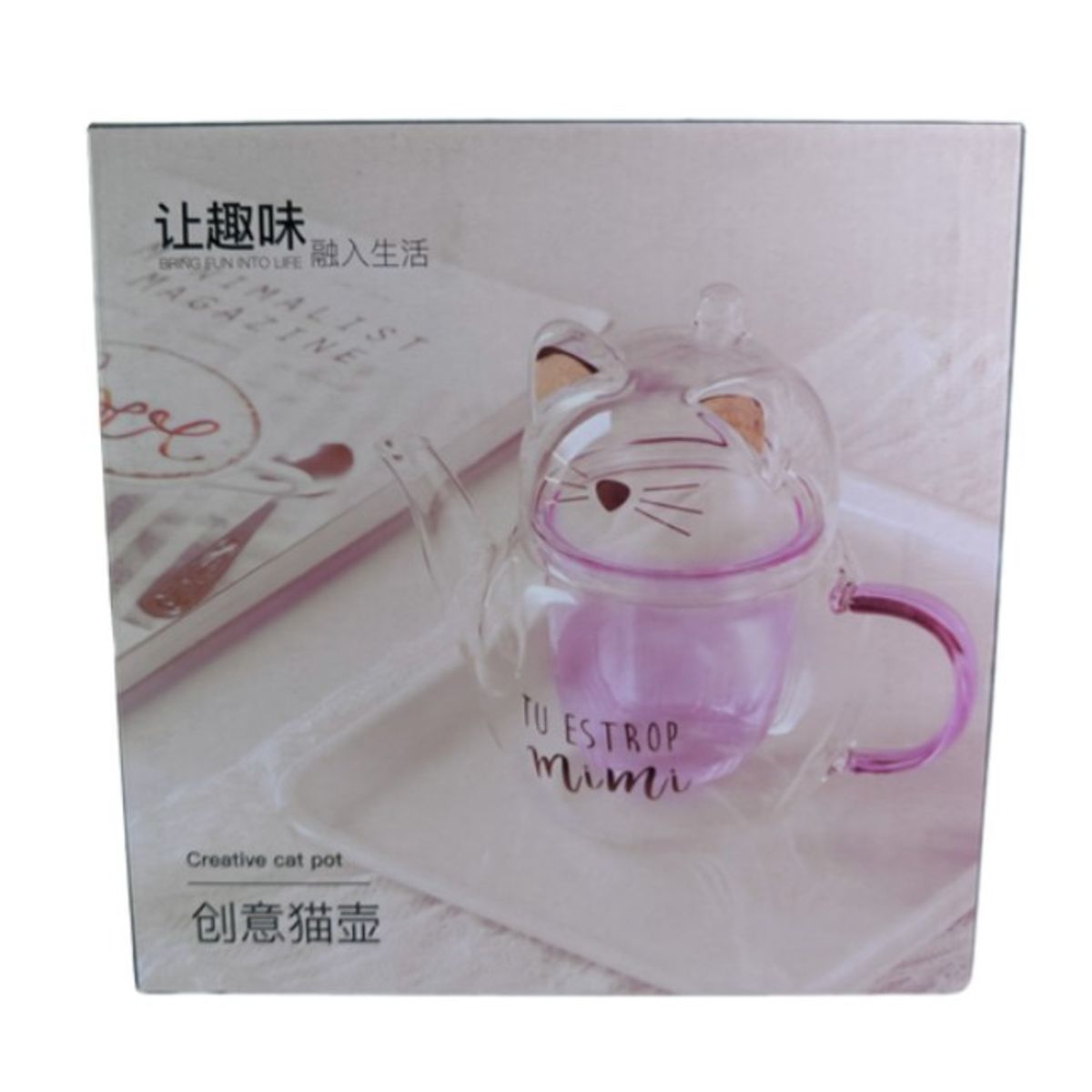 TODOK - Tetera de Vidrio de Borosilicato Tipo Gato T-00037