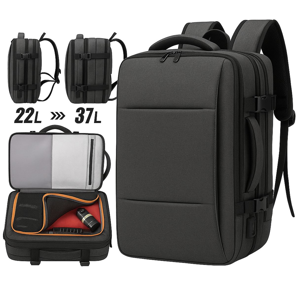 ITERLEVE - Mochila Viajes Expandible Avión