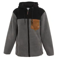 NIXON - Poleron Men Sherpa Full Zipper Grey Black Brown - Gris