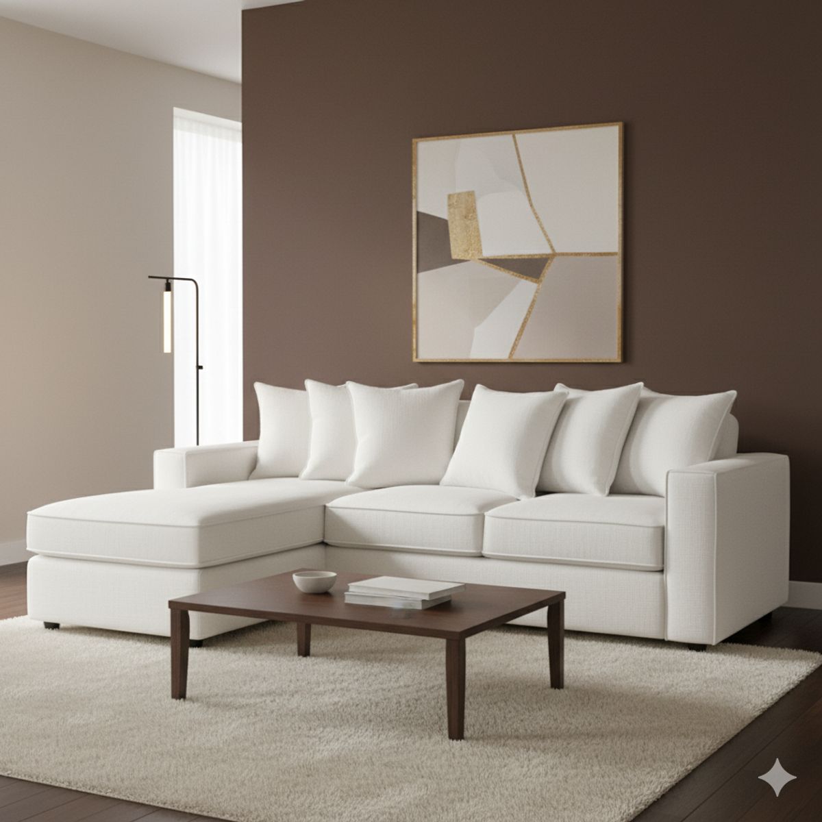 SITIAL HOME - Living 311 Manhattan Blanco Hueso Seccional + 2 Poltronas Resortes