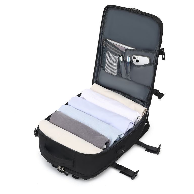 Mochila de Cabina Modelo Roma Tamano bolso de mano avion Negro TALLA UNICA