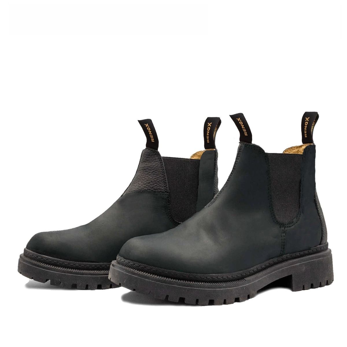 RENOX - Botín Cuero Impermeable Chelsea Mujer Renox Negro Resistente Agua