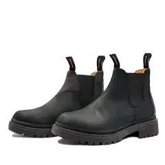 RENOX - Botín Cuero Impermeable Chelsea Mujer Negro Resistente Agua