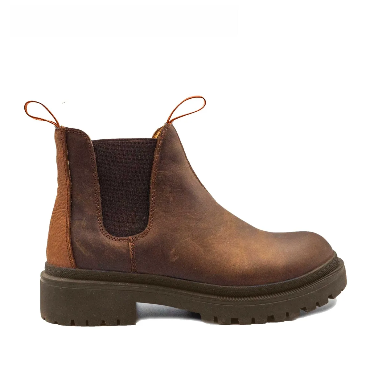 RENOX - Botín Cuero Impermeable Chelsea Mujer Renox Café Chiporro