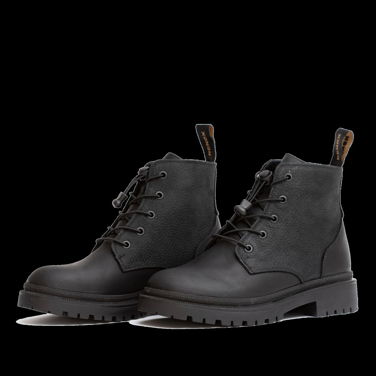 RENOX - Botín Cuero Mujer Renox Negro Cordón Outdoor Antideslizante