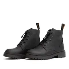 RENOX - Botín Cuero Impermeable Cordón Mujer Negro Resistente