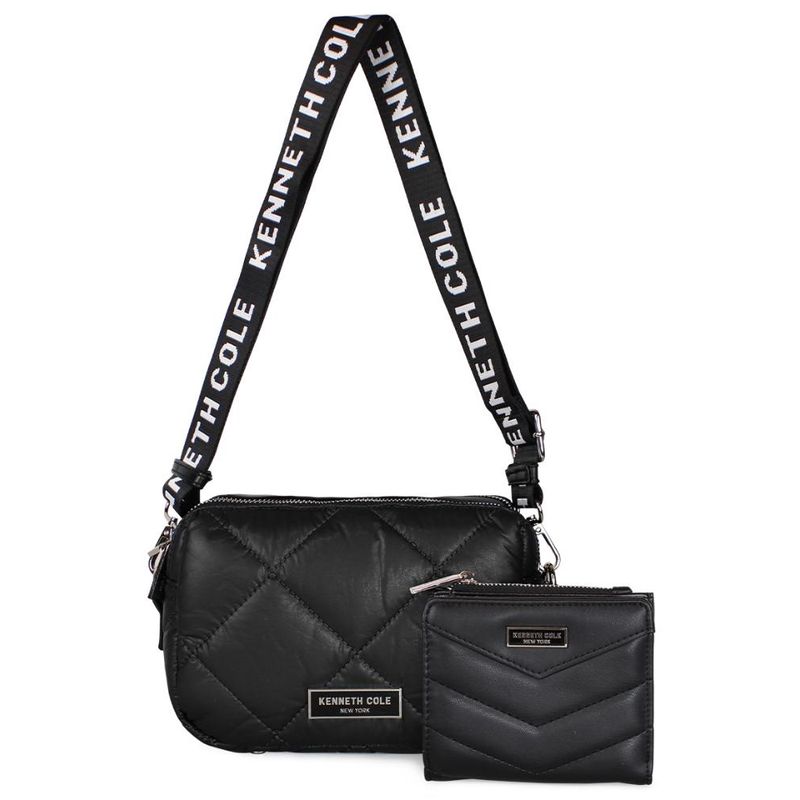 KENNETH COLE - Cartera acolchada Peyton + billetera negra Kenneth Cole