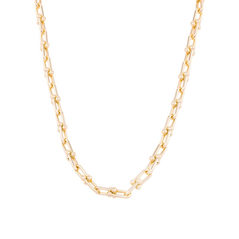 JB JOYAS BARON - Collar de Plata Esterlina 925 Eslabones gruesos Bañado en Oro 14kt