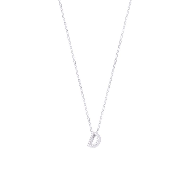 JB JOYAS BARON - Collar de Plata Esterlina 925 Dije Letra D Circón