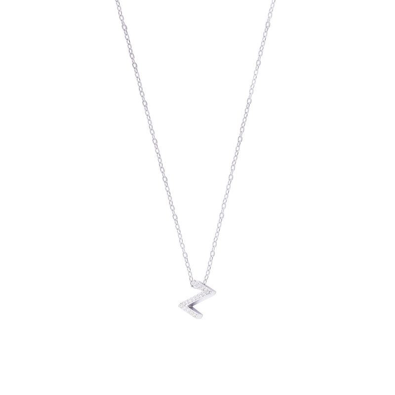 JB JOYAS BARON - Collar de Plata Esterlina 925 Dije Letra Z Circón