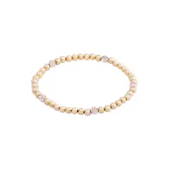 JB JOYAS BARON - Pulsera de Plata Esterlina 925 White Sparkle Bañado en Oro 14kt