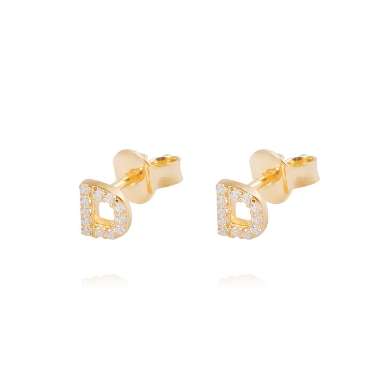 JB JOYAS BARON - Aros de Plata Esterlina 925 Letra D Bañado en Oro 14kt
