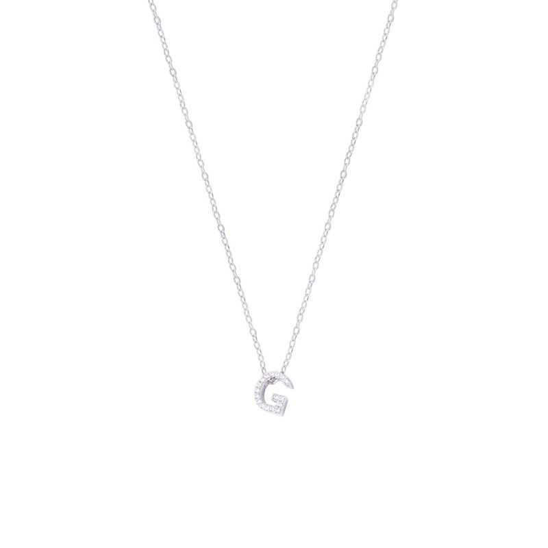 JB JOYAS BARON - Collar de Plata Esterlina 925 Dije Letra G Circón