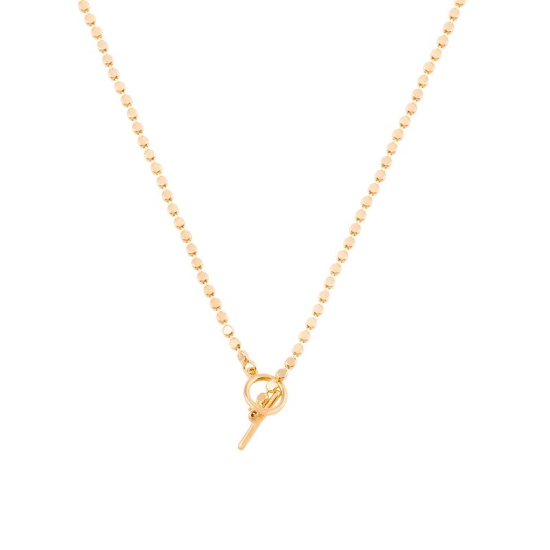 JB JOYAS BARON - Collar de Plata Esterlina 925 Bolitas planas Bañado en Oro 14kt