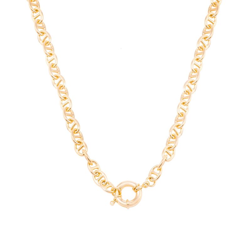 JB JOYAS BARON - Collar de Plata Esterlina 925 Broche Timón Bañado en Oro 14kt