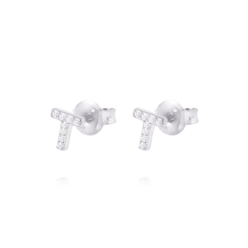 JB JOYAS BARON - Aros de Plata Esterlina 925 Letra T